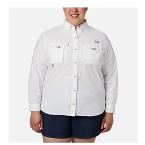 Columbia Plus Size Pfg Bahama Shirt - White  1X